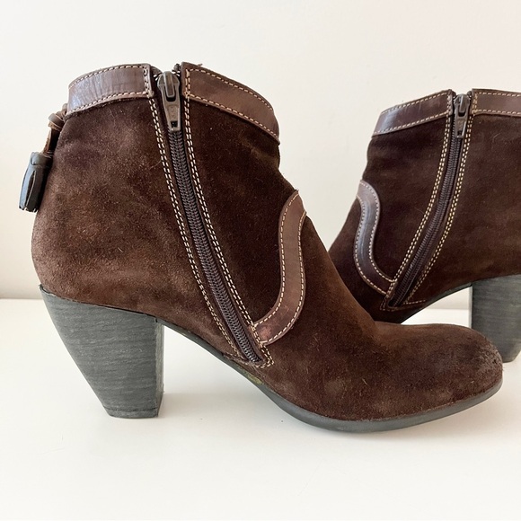 Fly London Brown Suede Heeled Ankle Booties – Western-Inspired Boho Chic, EU41 - Picture 3 of 16